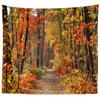 BELECO Golden Autumn Scenery Tapestry Wall Hanging 70x47 Inch Fall Forest Tapestry Yellow Trees Red Maple Leaves Mountain Road Nature Tapestry Home Decor Autumn Tapestries for Bedroom Living Room view 1