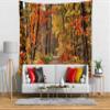 BELECO Golden Autumn Scenery Tapestry Wall Hanging 70x47 Inch Fall Forest Tapestry Yellow Trees Red Maple Leaves Mountain Road Nature Tapestry Home Decor Autumn Tapestries for Bedroom Living Room view 2