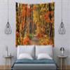 BELECO Golden Autumn Scenery Tapestry Wall Hanging 70x47 Inch Fall Forest Tapestry Yellow Trees Red Maple Leaves Mountain Road Nature Tapestry Home Decor Autumn Tapestries for Bedroom Living Room view 3