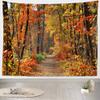 BELECO Golden Autumn Scenery Tapestry Wall Hanging 70x47 Inch Fall Forest Tapestry Yellow Trees Red Maple Leaves Mountain Road Nature Tapestry Home Decor Autumn Tapestries for Bedroom Living Room view 4