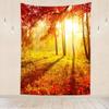 BELECO Autumn Park Tapestry Wall Hanging 70x106 Inch Fall Woods Sunset Scenery Old Trees Red Maple Leaves Nature Tapestry Thanksgiving Party Decor Fall Tapestry for Bedroom Living Room Dorm view 2