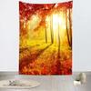 BELECO Autumn Park Tapestry Wall Hanging 70x106 Inch Fall Woods Sunset Scenery Old Trees Red Maple Leaves Nature Tapestry Thanksgiving Party Decor Fall Tapestry for Bedroom Living Room Dorm view 3