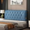 Bright Leather Bedside Cushion Large Bed Backrest Headboard Cushion Support Lumbar Cushion Bolster for Daybed Bed Bunk Bed with Removable Cover,Blue,63"/160cm view 1