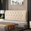 Bright Leather Bedside Cushion Large Bed Backrest Headboard Cushion Support Lumbar Cushion Bolster for Daybed Bed Bunk Bed with Removable Cover,Pink1,63/160cm view 1