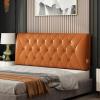 Bright Leather Bedside Cushion Large Bed Backrest Headboard Cushion Support Lumbar Cushion Bolster for Daybed Bed Bunk Bed with Removable Cover,Orange,47.2"/120cm(Twin) view 1
