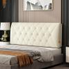Bright Leather Bedside Cushion Large Bed Backrest Headboard Cushion Support Lumbar Cushion Bolster for Daybed Bed Bunk Bed with Removable Cover,White,59"/150cm(Full) view 1