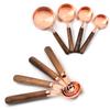 8pcs Measuring Cups And Spoons Set Stainless Steel Dishwasher Safe Rose Wood Handle Gold Color For Cooking Baking view 1