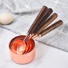 8pcs Measuring Cups And Spoons Set Stainless Steel Dishwasher Safe Rose Wood Handle Gold Color For Cooking Baking view 2