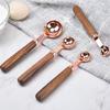 8pcs Measuring Cups And Spoons Set Stainless Steel Dishwasher Safe Rose Wood Handle Gold Color For Cooking Baking view 4