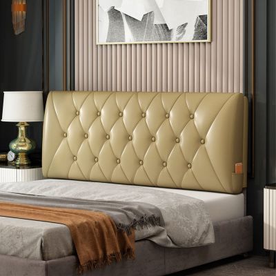 Bright Leather Bedside Cushion Large Bed Backrest Headboard Cushion Support Lumbar Cushion Bolster for Daybed Bed Bunk Bed with Removable Cover,Brown,63"/160cm