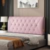 Bright Leather Bedside Cushion Large Bed Backrest Headboard Cushion Support Lumbar Cushion Bolster for Daybed Bed Bunk Bed with Removable Cover,Pink,47.2"/120cm(Twin) view 1