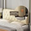 Bright Leather Bedside Cushion Large Bed Backrest Headboard Cushion Support Lumbar Cushion Bolster for Daybed Bed Bunk Bed with Removable Cover,Brown,59"/150cm(Full) view 4