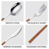 Silverware Set for 6, Modern 30-Piece Flatware Set Stainless Steel Cutlery Set with Wooden Handles, Kitchen Utensils for Home Hotel Restaurant Wedding Gift, Mirror Polished view 3