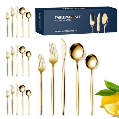 TWEE 30 Piece Gold Silverware Set for 6, Premium Flatware Cutlery Set Stainless Steel Cutlery Set Kitchen Utensils for Home Hotel Restaurant Wedding Gift, Mirror Polished