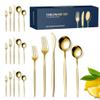 TWEE 30 Piece Gold Silverware Set for 6, Premium Flatware Cutlery Set Stainless Steel Cutlery Set Kitchen Utensils for Home Hotel Restaurant Wedding Gift, Mirror Polished view 1