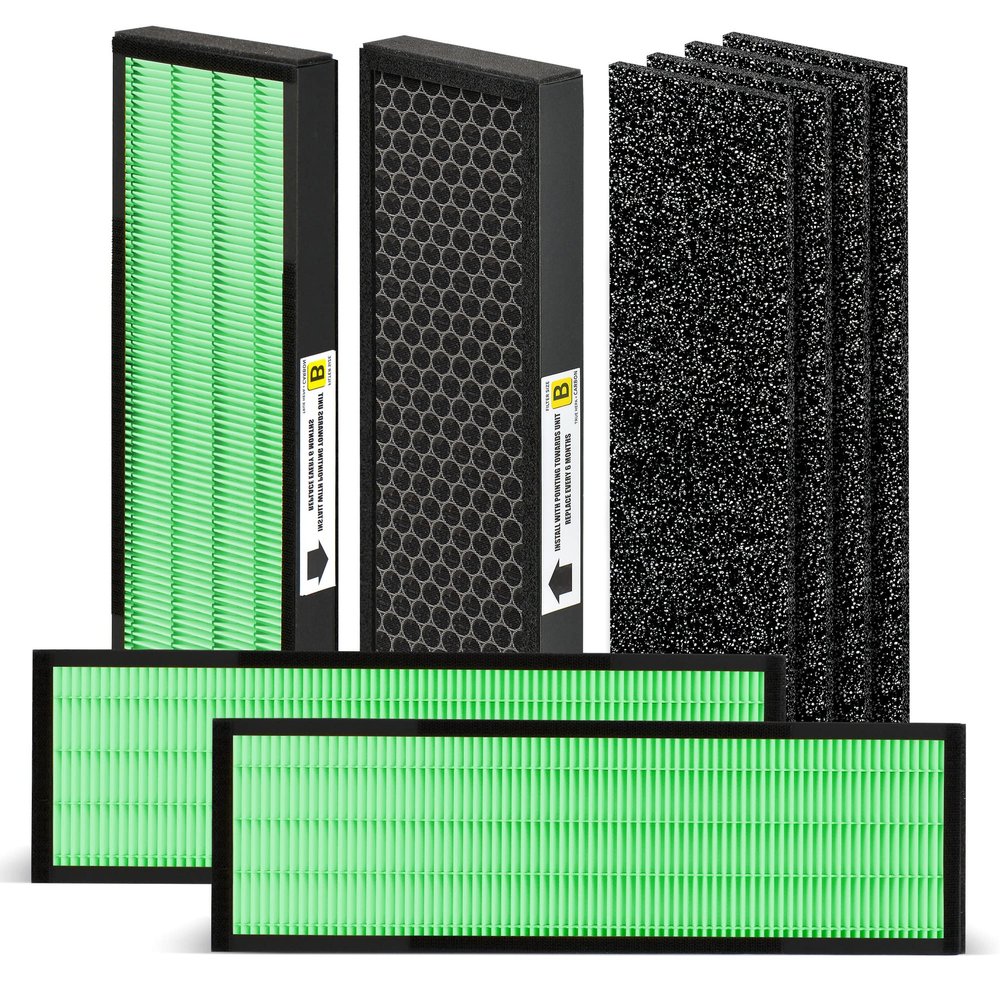 [Upgraded] Nisreen AC4825 HEPA Filter B Replacement Compatible with Guardian Filter B for Improving Moist Conditions, for Models AC4825E AC4850PT AC4900CA, 4 H13 HEPA and 4 Pre-Filters