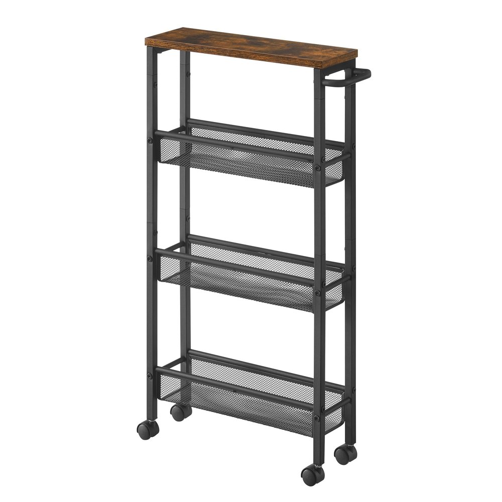 VASAGLE 4-Tier Slim Rolling Storage cart with Wheels, 5.1 Inches, Metal