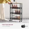VASAGLE 4-Tier Slim Rolling Storage cart with Wheels, 5.1 Inches, Metal view 3