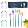 TWEE 30 Piece Rainbow Silverware Set for 6, Premium Colorful Flatware Cutlery Set Stainless Steel Cutlery Set Kitchen Utensils for Home Hotel Restaurant Wedding Gift, Mirror Polished view 1