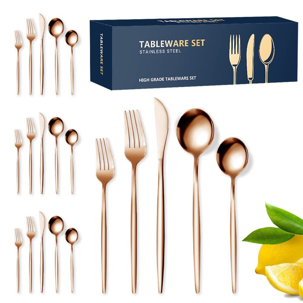 TWEE 30 Piece Silverware Set for 6, Premium Flatware Cutlery Set Stainless Steel Cutlery Set Kitchen Utensils for Home Hotel Restaurant Wedding Gift, Mirror Polished