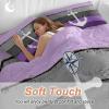 4 Piece Bedding Set California King, Purple Grey Ombre Wood Quilt Set with Pillow Sham & Sheet, Beach Nautical Anchor Ocean Coastal Breathable Microfiber Coverlet Bedding Set for All Season Use view 4