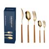 Silverware Set for 6, Modern 30-Piece Flatware Set Stainless Steel Cutlery Set with Wooden Handles, Kitchen Utensils for Home Hotel Restaurant Wedding Gift, Mirror Polished Gold view 1