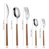 Silverware Set for 6, Modern 30-Piece Flatware Set Stainless Steel Cutlery Set with Wooden Handles, Kitchen Utensils for Home Hotel Restaurant Wedding Gift, Mirror Polished Gold view 2