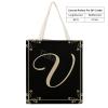 Monogram Decor Canvas Tote Bag, Letter V Reusable Grocery Shopping Cloth Bags for Women School Mother Day Teacher Gifts Birthday Wedding view 3