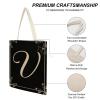 Monogram Decor Canvas Tote Bag, Letter V Reusable Grocery Shopping Cloth Bags for Women School Mother Day Teacher Gifts Birthday Wedding view 4