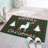 Bathroom Rug, Christmas Elk Reindeer Tree Silhouettes Red Green Plaid Tartan Bath Mat Non-Slip Water Absorbent Microfiber Soft Plush Shaggy Bath Rugs for Shower, Bedroom, Bathtubs 24" x 35" view 1