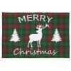 Bathroom Rug, Christmas Elk Reindeer Tree Silhouettes Red Green Plaid Tartan Bath Mat Non-Slip Water Absorbent Microfiber Soft Plush Shaggy Bath Rugs for Shower, Bedroom, Bathtubs 24" x 35" view 3