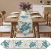 Summer Table Runners 14X48 Inches Long, Sea Turtle Ocean Animal Nautical Themed ,Cotton Linen Retro Tablecloths Holiday Party Table Decorations for Kitchen, Home, Dining, Indoor, Outdoor view 4