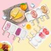3 Pack Silicone Ice Cream Reusable Mold Set ,4 Cavities BPA Free Diamond Oval Ice Pop Maker Molds with 50 Wooden Sticks for DIY Ice Cream Popsicle or Cakesicle,For Kids & Adults (Popsicle Molds-C) view 3