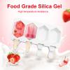 3 Pack Silicone Ice Cream Reusable Mold Set ,4 Cavities BPA Free Diamond Oval Ice Pop Maker Molds with 50 Wooden Sticks for DIY Ice Cream Popsicle or Cakesicle,For Kids & Adults (Popsicle Molds-C) view 4