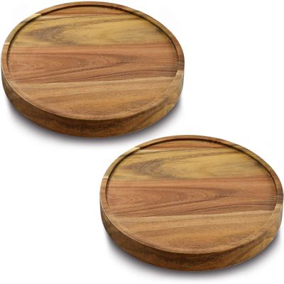 10" Acacia Wood Lazy Susan Organizer Kitchen Turntable for Cabinet Pantry Table Organization,2 Pack