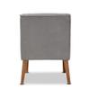 Baxton Studio Stewart Dining Chair Grey Velvet Upholstered and Walnut Brown Finished Wood Dining Chair view 4
