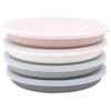 WeeSprout Bamboo Plates with Silicone Lids, Set of 4, Kid-Sized Dinnerware, Cereal, Leftovers & Snacks, Dishwasher Safe Melamine Dishware (Pink, Green, Gray, and Beige) view 1