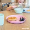 WeeSprout Bamboo Plates with Silicone Lids, Set of 4, Kid-Sized Dinnerware, Cereal, Leftovers & Snacks, Dishwasher Safe Melamine Dishware (Pink, Green, Gray, and Beige) view 2