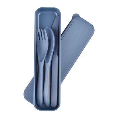 Reusable Cutlery with Case, Portable Dark Utensils Set for Adults, Tableware Camping Utensils for Kitchens, Dishwasher Safe (Dark blue)