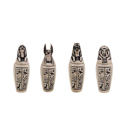 Set 4 Egyptian Art Canopic jars Sons of Horus, limestone made in Egypt