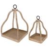 Boston International Wood & Metal Decorative Lantern/Candle Holder, Set of 2, Natural Vaulted view 1
