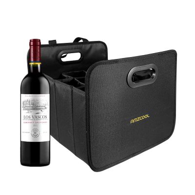 AMZCOOL Foldable 12 Bottle Wine Tote Bag Carrier for Liquor Drinks Grocery Shopping Heavy Duty Durable