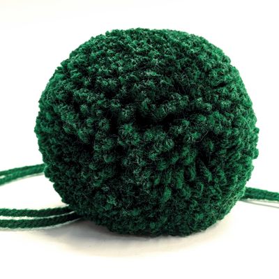 Set of 4 Large Yarn Pompoms 3 inch Pom Poms with Tails for Crafts or Decor (Hunter Green)