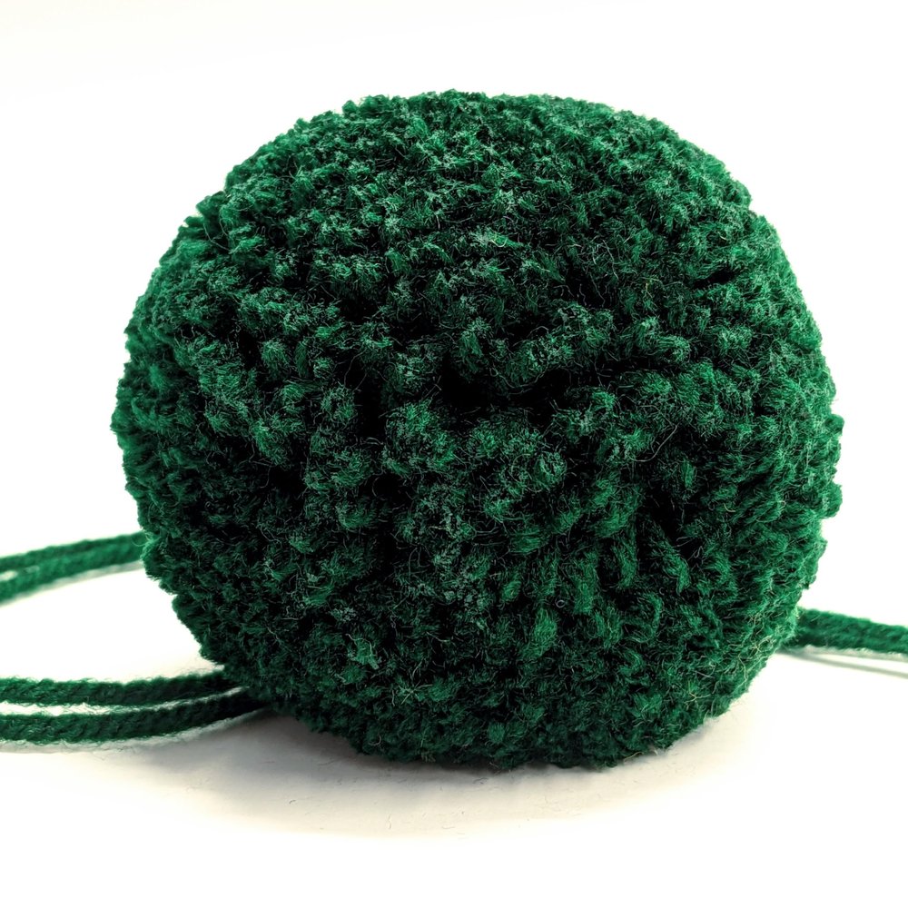 Set of 4 Large Yarn Pompoms 3 inch Pom Poms with Tails for Crafts or Decor (Hunter Green)