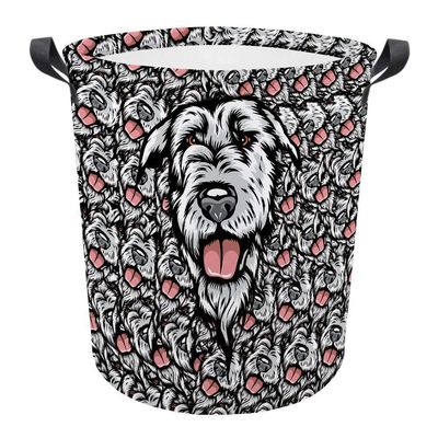 MALIHONG Mash Face Laundry Basket with Irish Wolfhound Dog Head Laundry Bag Collapsible Large Dirty Clothes Hamper Storage for Bedroom College Dorms
