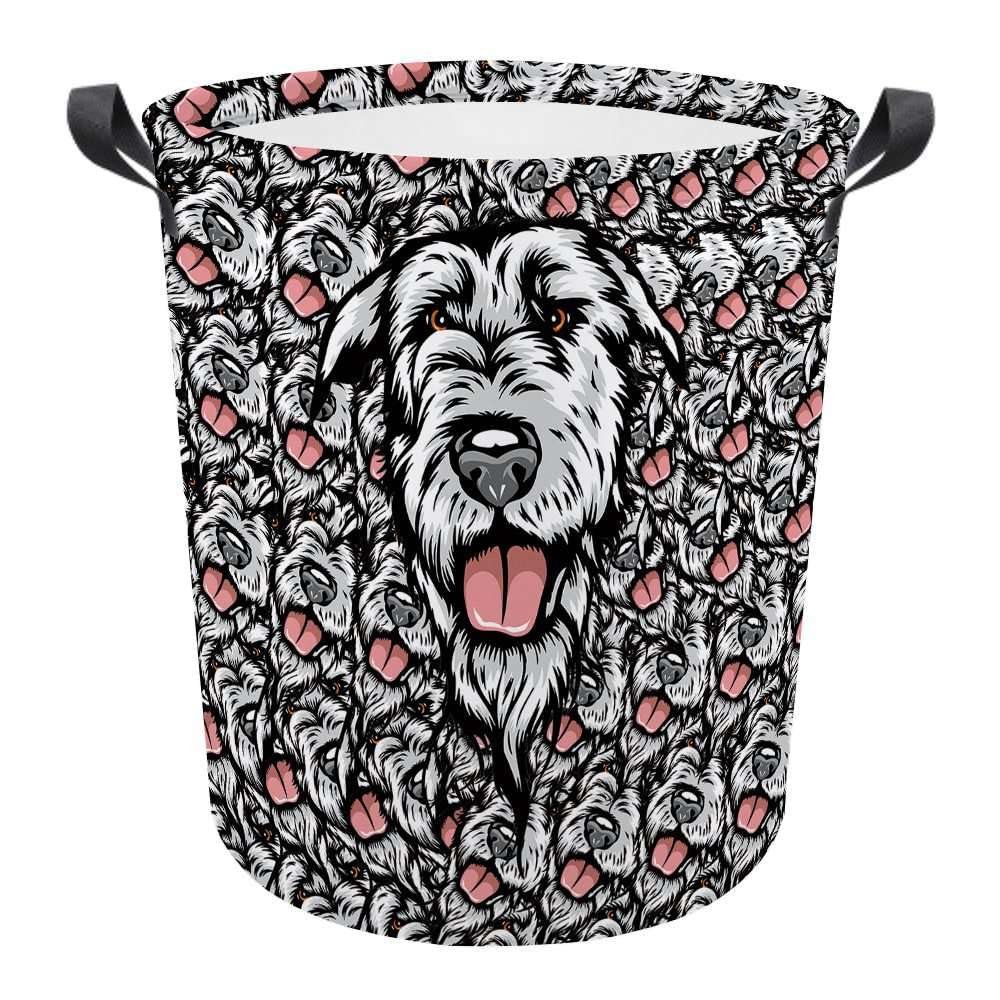 MALIHONG Mash Face Laundry Basket with Irish Wolfhound Dog Head Laundry Bag Collapsible Large Dirty Clothes Hamper Storage for Bedroom College Dorms