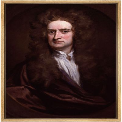 wall26 Framed Canvas Print Wall Art Portrait of Isaac Newton People Pop Culture Historical Realism Famous Closeup Colorful Multicolor Classical for Living Room, Bedroom, Office - 16"x24" Natural