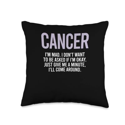 Cancer Zodiac Sign Facts Sarcasm Saying Horoscope Astrology Throw Pillow