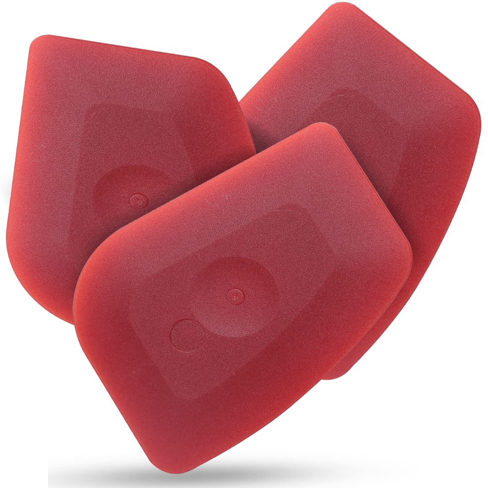 Azureblue Pan Scraper Dish Scraper Food Scraper Tool Plastic Pot Scraper Kitchen Scraper Grease Scraper Cast Iron Skillet Pan Scraper Tool for Cleaning (3 Pcs, Red)