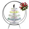 36.6"Round Wedding Cake Stand Cupcake Display Flower Stand Decor Arch Backdrop for Table Decoration, Archway Cake Stand Flower Balloon Frame Party Wedding Center Big Cake Birthday Photo Booth view 1